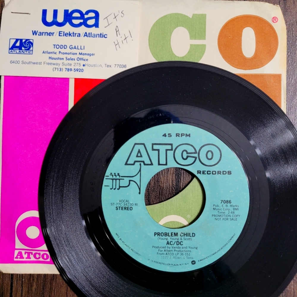 ONE OF A KIND AC/DC Promotional 45 RPM, Problem Child, see below, hurry!!